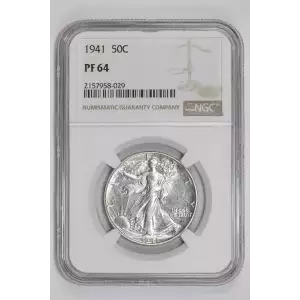 1941 PROOF WALKING LIBERTY HALF DOLLAR NGC PR64