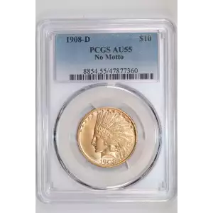 1908-D $10 No Motto