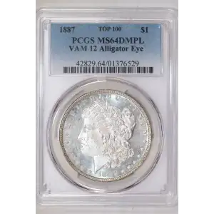 1887 $1 VAM 12 Alligator Eye, DMPL