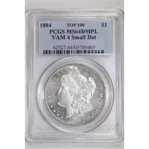 1884 $1 VAM 4 Small Dot, DMPL