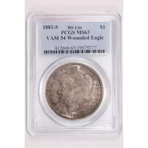 1881-S $1 VAM 54B Wounded Eagle Hit List