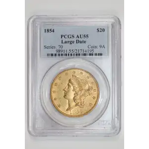 1854 $20 Large Date