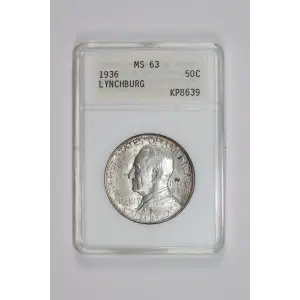 Classic Commemorative Silver--- Lynchburg, Virginia, Sesquicentennial 1936-Silver- 0.5 Dollar