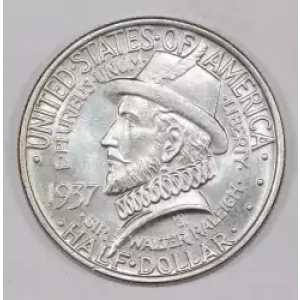 Classic Commemorative Silver--- Roanoke Island, North Carolina, 350th Anniversary 1937 -Silver- 0.5 Dollar