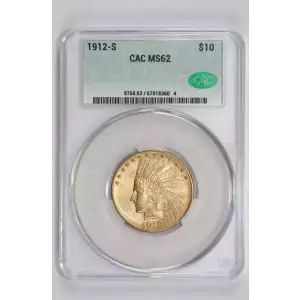 1912-S $10 GOLD INDIAN EAGLE CACG MS62 - PQ & LOOKS NICER! (2)