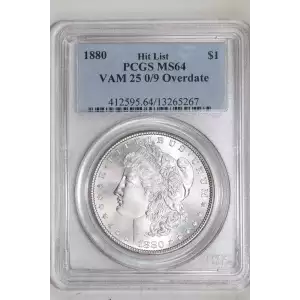1880 $1 VAM 25 0/9 Overdate