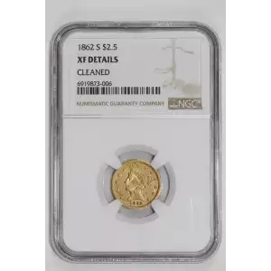 1862-S $2.5 GOLD LIBERTY QUARTER EAGLE NGC XF DETAILS - SCARCE CIVIL WAR DATE!
