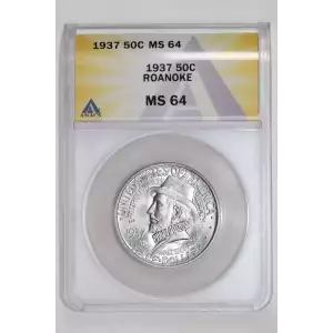 Classic Commemorative Silver--- Roanoke Island, North Carolina, 350th Anniversary 1937 -Silver- 0.5 Dollar