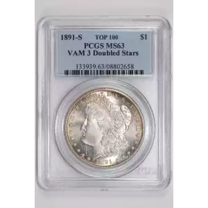 1891-S $1 VAM 3 Doubled Stars TOP 100