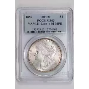 1886 $1 VAM 21 Line in M MPD TOP 100