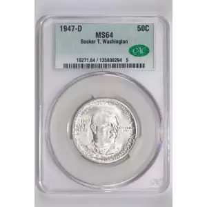 Classic Commemorative Silver--- Booker T. Washington Memorial 1946-1951-Silver- 0.5 Dollar