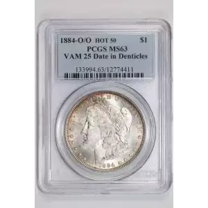 1884-O $1 VAM 25 Date in Denticles HOT 50