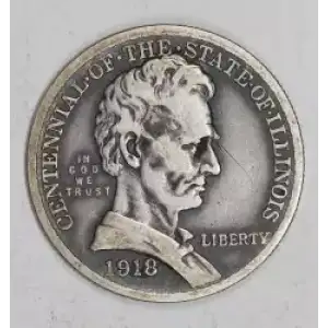 Classic Commemorative Silver--- Illinois Centennial 1918 -Silver- 0.5 Dollar