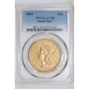 1854 $20 Small Date
