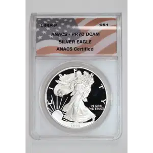 1998 P Bullion Silver Eagles ANACS PR-70