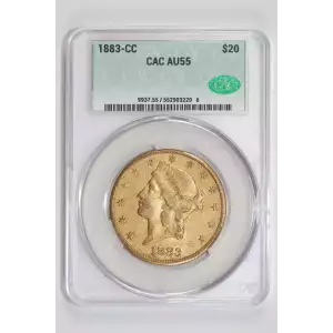 1883-CC $20 GOLD LIBERTY DOUBLE EAGLE CACG AU55 - VERY PQ!