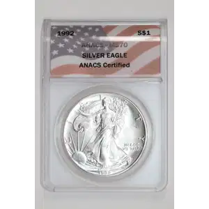 1992 Bullion Silver Eagles ANACS MS-70