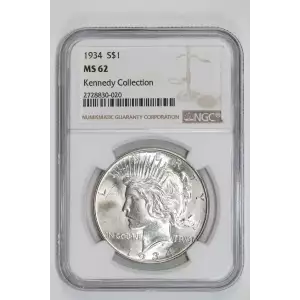 1934 PEACE DOLLAR NGC MS62 KENNEDY COLLECTION