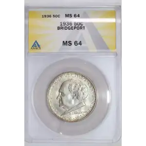 Classic Commemorative Silver--- Bridgeport, Connecticut, Centennial 1936 -Silver- 0.5 Dollar