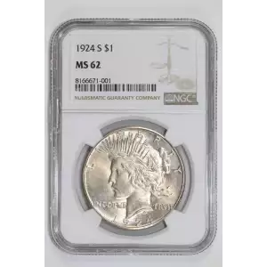 1924-S PEACE DOLLAR NGC MS62