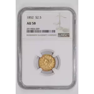 1852 $2.5 GOLD LIBERTY QUARTER EAGLE NGC AU58 (2)