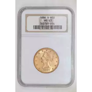 1886-S $10 GOLD LIBERTY EAGLE NGC MS63 TOUGH DATE IN THIS GRADE!