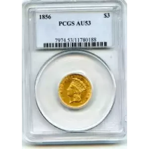 Three Dollar Gold Pieces---Indian Princess Head 1854-1889 -Gold- 3 Dollar (3)