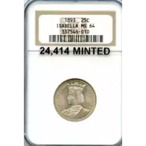 Classic Commemorative Silver--- World's Columbian Exposition, Isabella Quarter 1893-Silver- 0.25 Dollar (3)