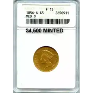 Three Dollar Gold Pieces---Indian Princess Head 1854-1889 -Gold- 3 Dollar (3)