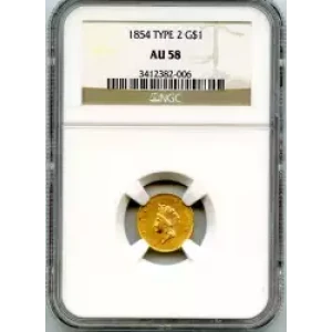 Gold Dollars---Indian Princess Head, Small Head 1854-1856 -Gold- 1 Dollar (3)