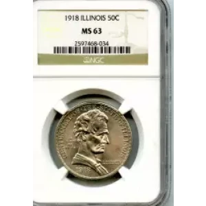 Classic Commemorative Silver--- Illinois Centennial 1918 -Silver- 0.5 Dollar (3)