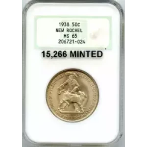 Classic Commemorative Silver--- New Rochelle, New York, 250th Anniversary 1938 -Silver- 0.5 Dollar (3)