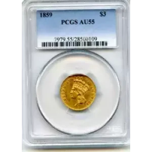 Three Dollar Gold Pieces---Indian Princess Head 1854-1889 -Gold- 3 Dollar (3)