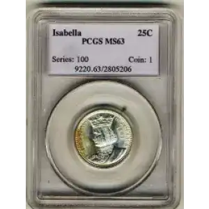 Classic Commemorative Silver--- World's Columbian Exposition, Isabella Quarter 1893-Silver- 0.25 Dollar (3)