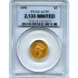 Three Dollar Gold Pieces---Indian Princess Head 1854-1889 -Gold- 3 Dollar (3)