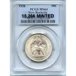 Classic Commemorative Silver--- New Rochelle, New York, 250th Anniversary 1938 -Silver- 0.5 Dollar (3)