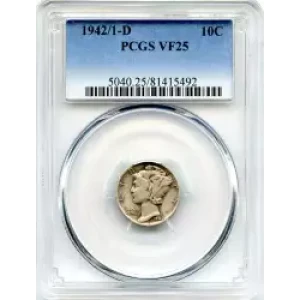 Dimes---Winged Liberty Head or Mercury 1916-1945 -Silver- 1 Dime (3)