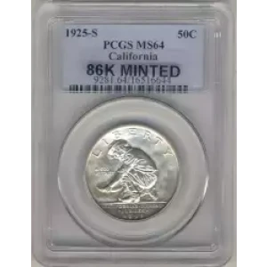 Classic Commemorative Silver--- California Diamond Jubilee 1925 -Silver- 0.5 Dollar (3)