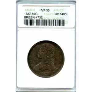 Half Dollars---Capped Bust, Reeded Edge 1836-1839 -Silver- 0.5 Dollar (3)