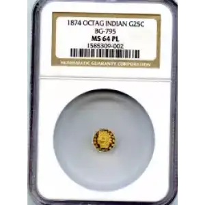 Territorial Gold -California Small Denomination Gold-Quarter Dollar Octagonal-Indian Head -Gold- 0.25 Dollar (3)