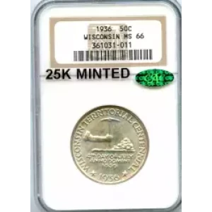 Classic Commemorative Silver--- Wisconsin Territorial Centennial 1936 -Silver- 0.5 Dollar (3)