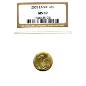 Gold Bullion-Gold Eagles--$5 Gold Eagle 1/10 oz -Gold- 5 Dollar (3)