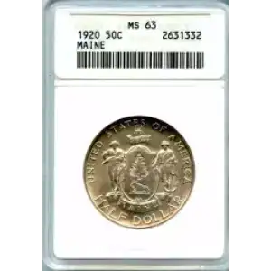 Classic Commemorative Silver--- Maine Centennial 1920-Silver- 0.5 Dollar (3)
