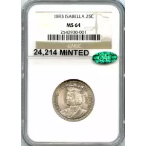 Classic Commemorative Silver--- World's Columbian Exposition, Isabella Quarter 1893-Silver- 0.25 Dollar (3)