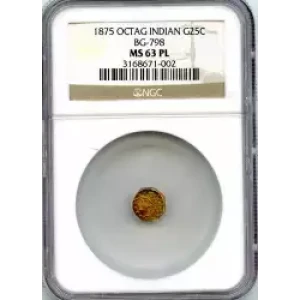 Territorial Gold -California Small Denomination Gold-Quarter Dollar Octagonal-Indian Head -Gold- 0.25 Dollar (3)