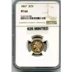 Nickel Three Cent Pieces 1865-1889 (3)