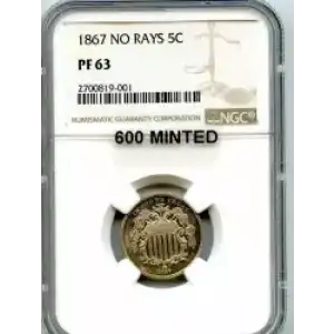 Nickel Five Cent Pieces-Shield 1866-1883 (3)