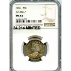 Classic Commemorative Silver--- World's Columbian Exposition, Isabella Quarter 1893-Silver- 0.25 Dollar (3)