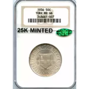 Classic Commemorative Silver--- York County, Maine, Tercentenary 1936 -Silver- 0.5 Dollar (3)