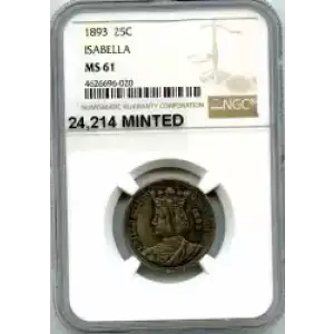 Classic Commemorative Silver--- World's Columbian Exposition, Isabella Quarter 1893-Silver- 0.25 Dollar (3)